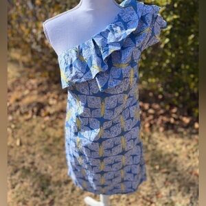 Women's Lilly Pulitzer One Shoulder Ruffle Sandra Dress in Butterfly - size 4